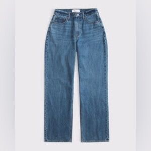 Abercrombie & Fitch High Rise 90s Straight Leg Medium Wash Blue Denim Jeans
